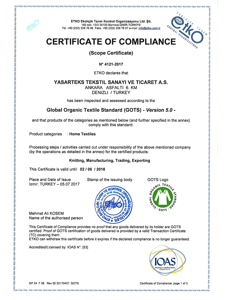 Kımıl Tekstil,quality, certificates